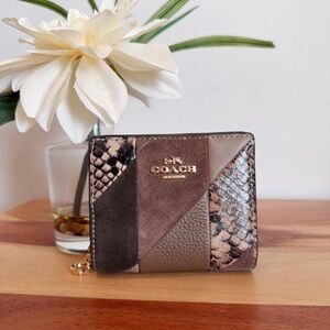 NWT Coach Snap Wallet‎ With Patchwork And Snake Print